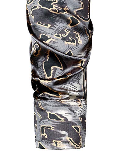 Image of ZEROYAA Men's Luxury Printed Silk Like Satin Button Down Dress Shirt for Party Prom