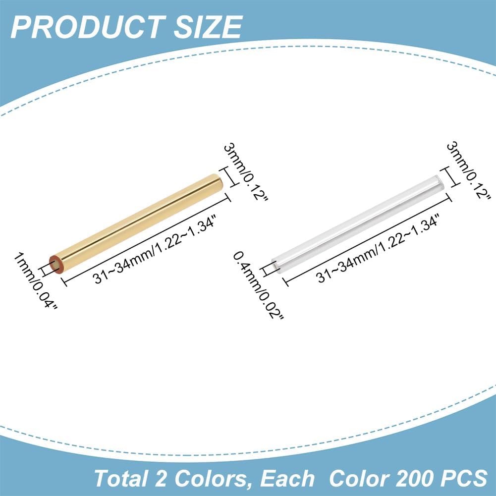 PandaHall 400pcs Bugle Beads, 31-34mm Glass, Tube Seed Beads for Fringe Earrings, Bracelets, Necklaces, Jewelry Crafts, Golden/Silver - Image 2