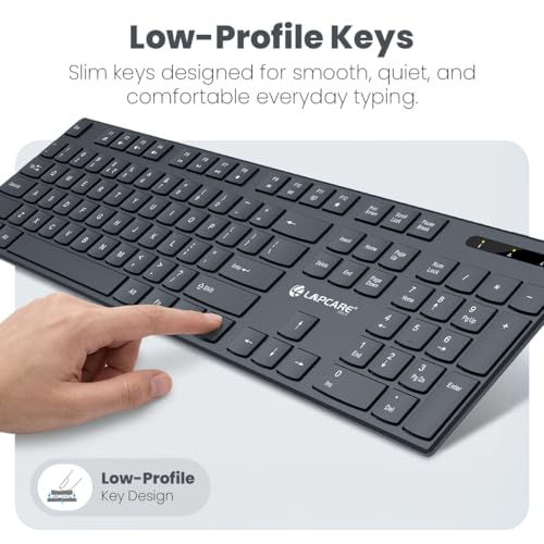 Image of Lapcare Soloo Wireless Keyboard, 2.4GHz USB Nano Receiver, Slim & Compact Design, 107 Keys Full-Size Layout, Silent Typing, Up to 10m Range, Plug & Play, Compatible with Windows PC /Laptop (Black)