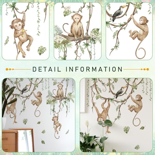 Vinilos decorativos 3D monos en enredadera para pared miniatura 4