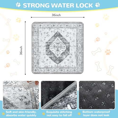 Image of Lahome Super Absorbent Washable Pee Pads for Dogs - Secure Floor Protection - Non-Slip, Leakproof Reusable Pads for Training, Crates & Playpens (2 Pack, 36 inchx36 inch, Gray)