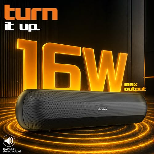 Image of Dubstep Pop1600 Wireless Bluetooth Speaker, 16W with 52mm Driver, Bluetooth 5.4, TWS Pairing, USB /TF Card, Type-C Charging, 10 Hours Playtime, Portable (Black)