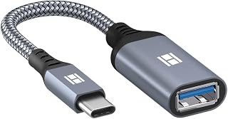 HANKN USB C to USB Adapter OTG 3.0 Cable, USB Type C Male to Female Converter Data Sync Charging Cable Connector Port for MacBook Air Ipad Pro Andriod, 8inch Gray