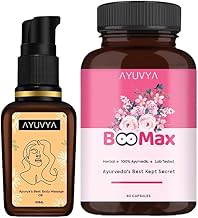 Ayuvya Ayurvedic BooBeautiful Oil & Boomax Capsules for Women | 100% Ayurvedic Formula | 60 Capsules | 50 ML | Pack of 2 | As Seen on Shark Tank