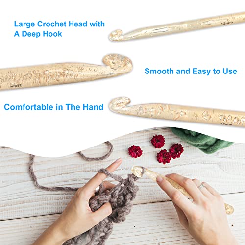 Image of Vodiye 5 Sizes Large Crochet Hooks 12mm-25mm, Ergonomic Crochet Hook Set, Transparent Hooks for Chunky Yarn and DIY Crafts
