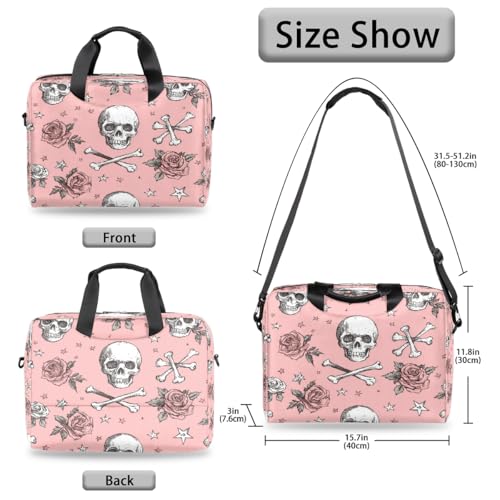 Maletín para laptop con diseño Rose Flower Skull miniatura 5