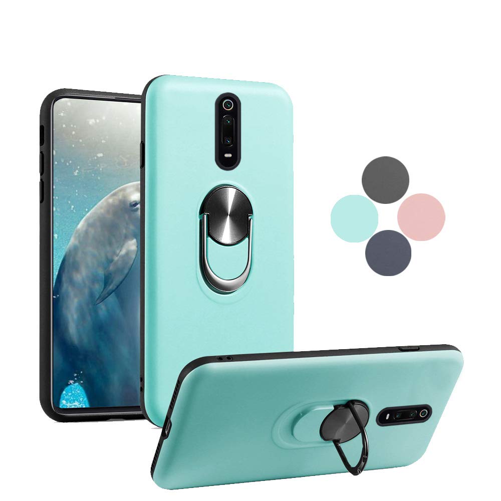 Compatible with Xiaomi Mi 9T Case Redmi K20 K20 pro Case Hybrid Shockproof Car Magnetic Rotating Ring Kickstand Cover Metal Plate Protection for Xiaomi Mi 9T pro (Light Blue)