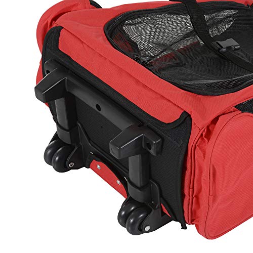 PawHut Hundetrolley Transporttasche Tragetasche für Tiere 2in1 Rucksack und Trolley 35x27x49 cm rot