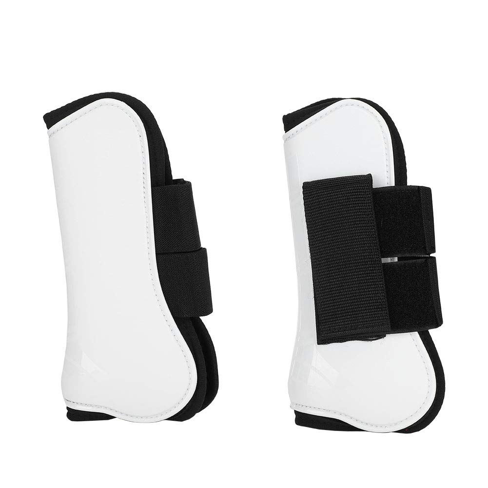 Cryfokt Protezione per Le Gambe del Cavallo 4 Pezzi Guscio in PU Bianco Protezione di Alta qualità per Attrezzatura da Salto 11,8x25,6 Cm Anteriore e 12,5x12,1 Cm Posteriore