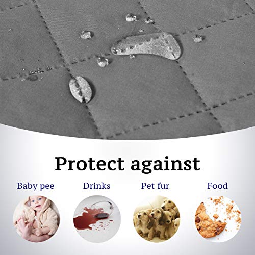 Sofa Protector For Dogs/Cats/Pets Sofa Slipcover Quilted Furniture Protector With Non Slip Elastic Strap Water Resistant Sofa Covers Couch Covers Seat Width: 78" (Oversized Sofa, Grey/Beige) #TOP3