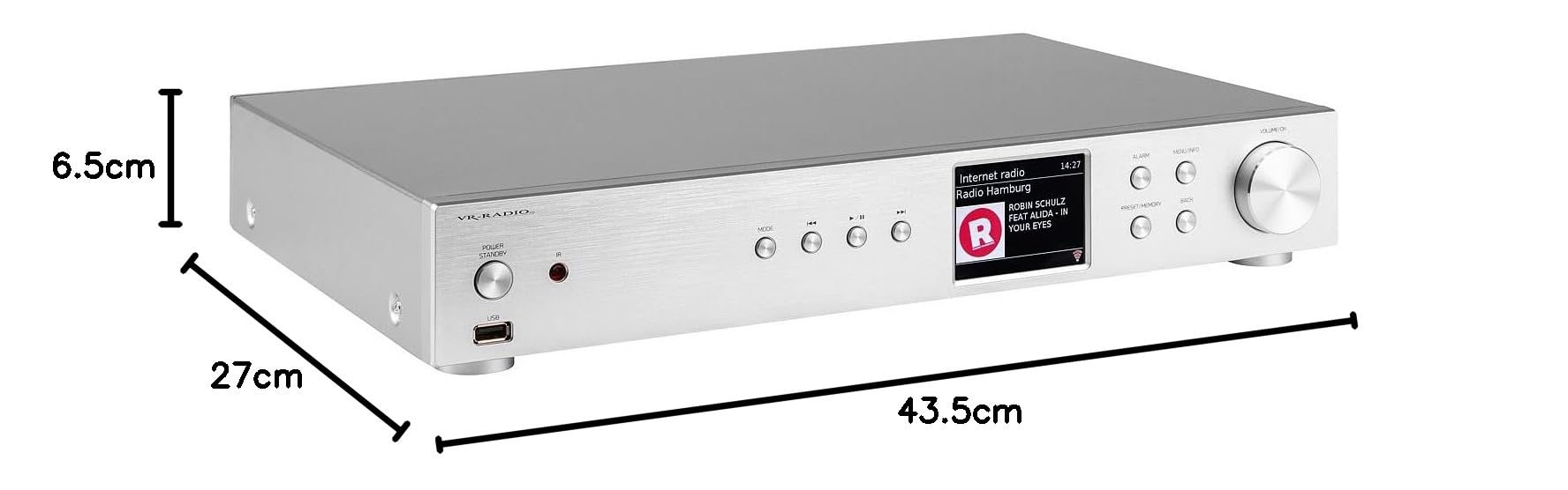VR-Radio Internet Tuner: Digitaler WLAN-HiFi-Tuner, Internetradio, DAB+, Bluetooth, Silber (DAB für Stereoanlage, Receiver mit Internetradio, Music)