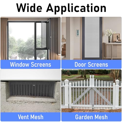 304 Stainless Steel Mesh Screen Roll 39.4 inch x 65.6 ft Window Screen Replacement Wire Mesh for Air Vent Window Door Patio Porch Mesh Barrier for Block Flying Insects