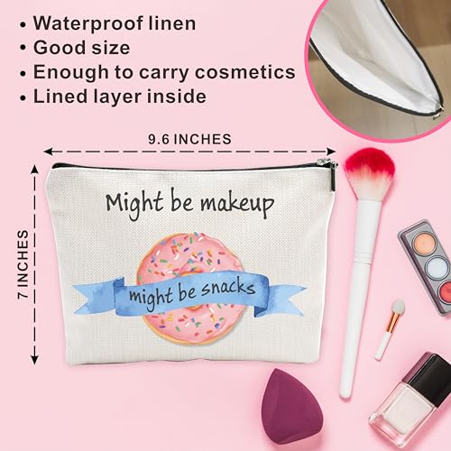 Funny Make Up Bag, Might Be Make Up Might Be Snacks Cosmetic Bag, Pink Donuts Toiletry Bag, Birthday Gift For Women, Women Accessories - A052
