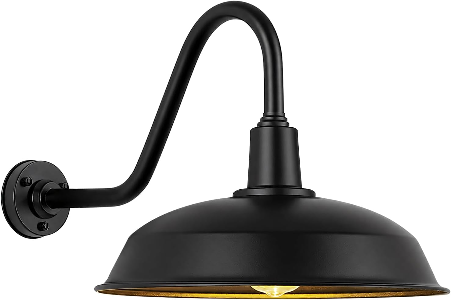 24" Large Black Outdoor Barn Light, Gooseneck Wall Fixture