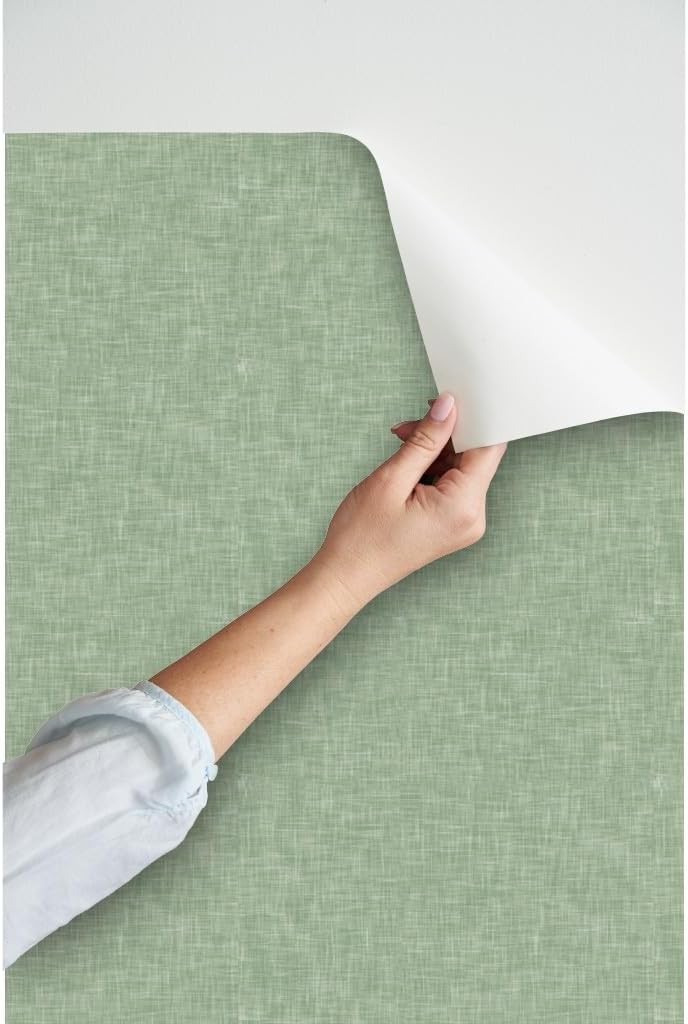 Spoonflower Peel & Stick Wallpaper 3ft x 2ft - Solid Light Sage Green Baby Boy Texture Custom Removable Wallpaper