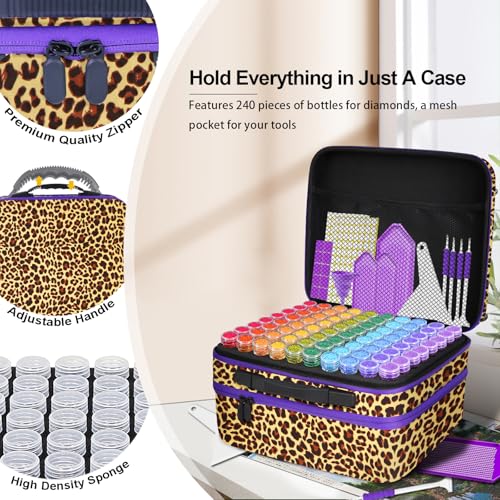 Image of ZORETCO Diamond Art Storage - 240 Containers Diamond Art Kits for Adults | Diamond Painting Storage Case with Tools, Portable Bead Organizer Box for Diamond Painting Accessories, Art Supplies