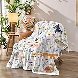 Jameswish Floral Throw Blanket Birthday Gift for Women Mom Girls Kids Cat Lover Cat Flower Blanket Summer Wildflower Flannel Blanket Watercolor Printed Throw for Couch Sofa Bed Chair 50"x60"