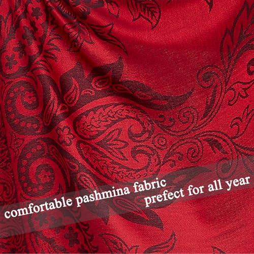 Gragengs Pashmina Shawl Wrap with Ethnic Paisley Two Tone Jacquard Scarf for Women 6