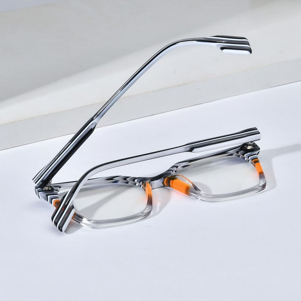 MUTYNE Montura de gafas de acetato multicolor para hombre, anteojos cuadrados retro, gafas para mujer