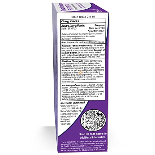 Image of Naturasil Tinea Versicolor Treatment Kit - Max-Strength Antifungal Relief for Skin Discoloration, Sun Spots & Itch | Child & Adult Safe Sulfur Lotion (4oz) + 1 Relief Soap (4oz)