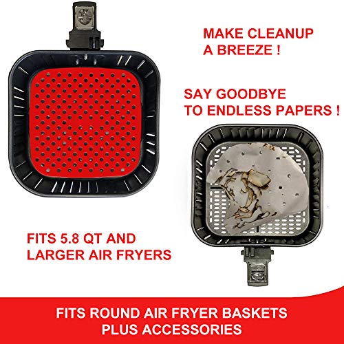 image for Barafat 2 Pcs Reusable Air Fryer Liners, Non-Stick Silicone Mats, Vari