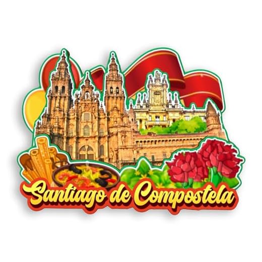 Quwsne Imán para nevera de Santiago de Compostela, España, imán para nevera, recuerdos de viaje de ciudad, regalos turísticos, monumentos clásicos 3D, hechos a mano, decoración del hogar, 1548