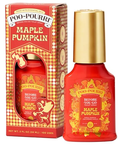 Poo~Pourri Maple Pumpkin 2oz Before-You-Go Toilet Spray - Instantly Trap Bathroom Odor - Plant Based Ingredients & Essential Oils - No synthetic fragrance - Maple Pumpkin and Smoked Vanilla Scent