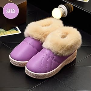 CWJDTXD Herfst en Winter Mannen en Vrouwen Koppels Katoen Slippers Dikke onderkant hoog met Warm Anti-slip Thuis Bevestiging Katoenen Schoenen, 40-41 (voor 38-39), Paars