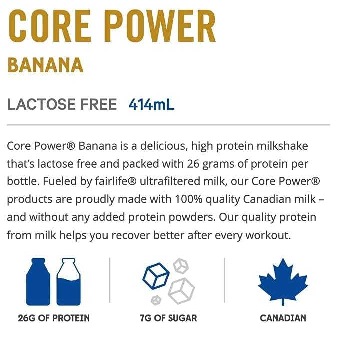 Miniatura 2 de Fairlife Core Power - Batidos de leche de proteína de 0.92 oz, plátano, (paquete de 4) fabricado con leche canadiense (enviado desde Canadá)