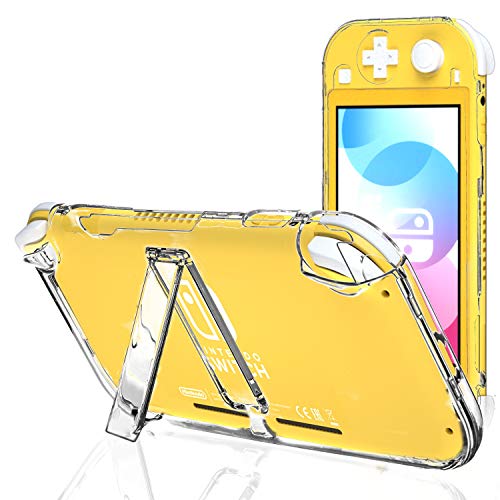 Coque transparente pour Nintendo Switch Lite avec béquille, coque rigide pour Nintendo Switch Lite avec support