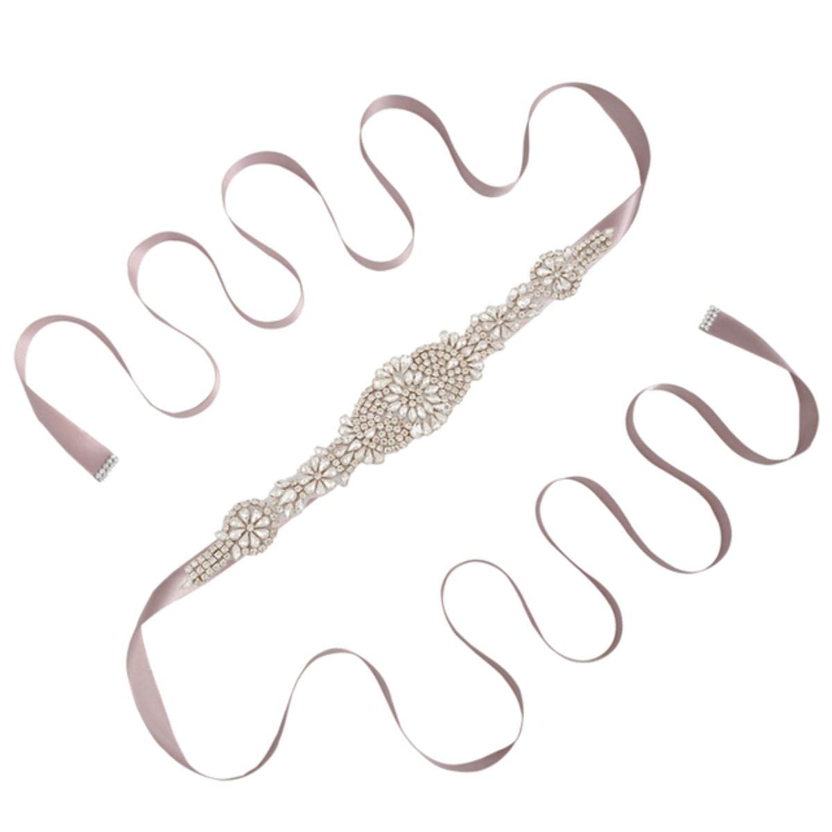 Cinturones de diamantes de imitación para mujer, vestidos de noche, cinturón de boda, cinturón de novia, cinturón de novia, cinturón dorado para damas de honor, apliques de oro rosa, dorado (oro rosa