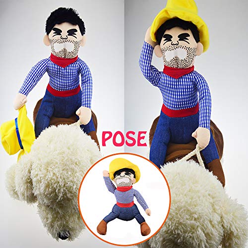 FANSU Kostüm Hund Haustier Hund Katze Kostüme, Einstellbare Cowboy Kleidung Netter Party Cosplay Dekoration Onkel Gelber Hut (XL,Brown)
