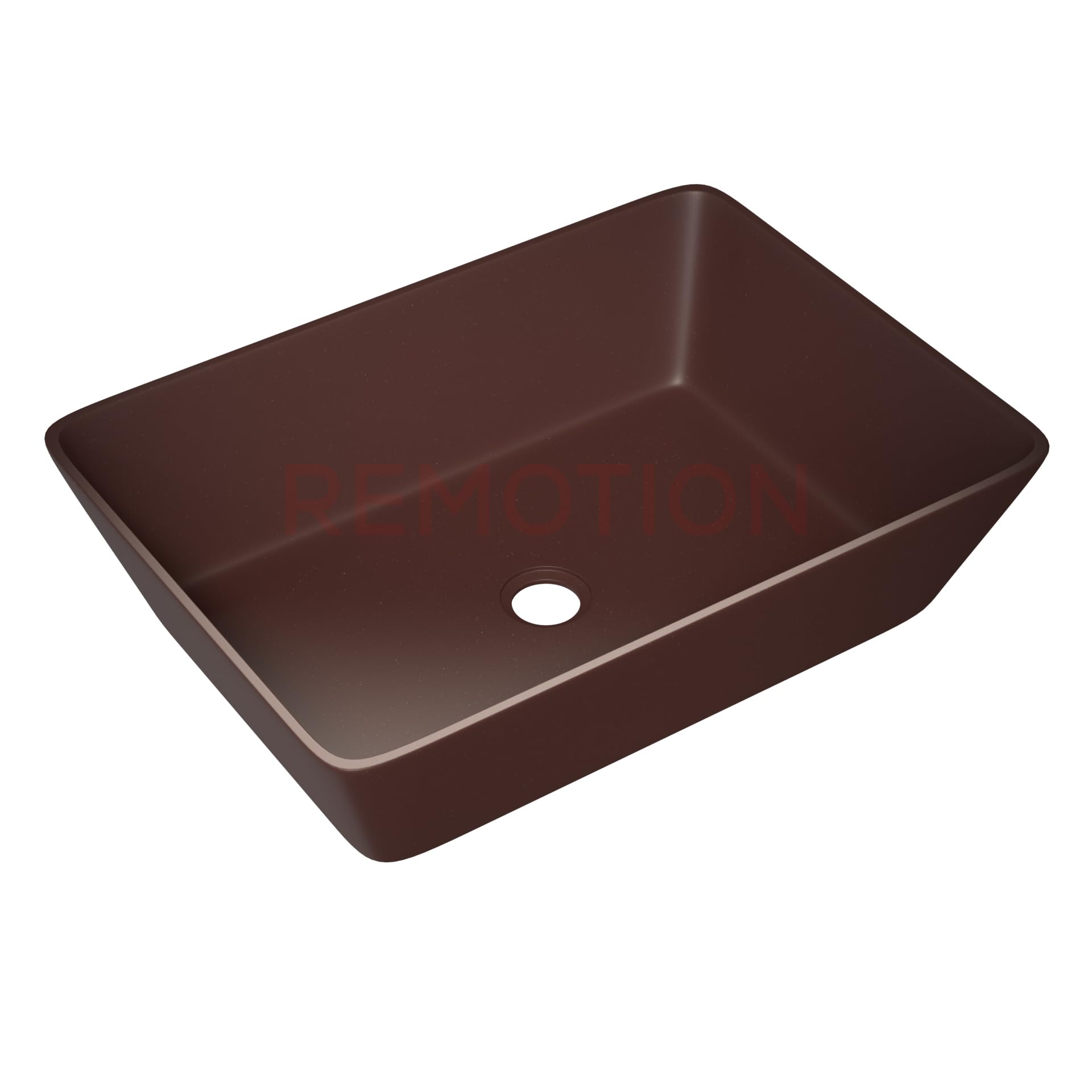 REMOTION Quartz Wash Basin Countertop | Tabletop Quartz Sink | Wash Basin Over Counter | Vessel Sink | Wash Basin for Bathroom (18 x 13 x 5.5 Inch) (Brown) 3