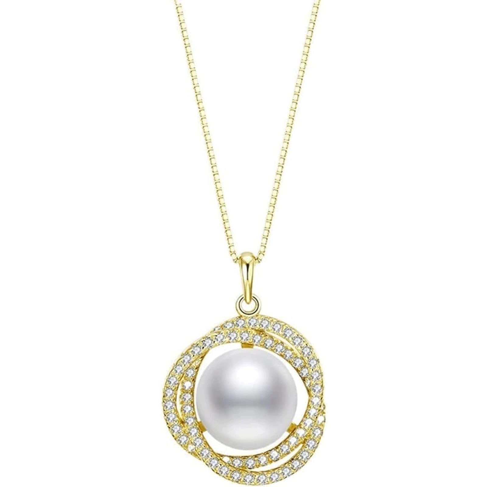 Delicato Presente 925 Necklace Silver Neckace Regali per la Collana per Farina di Perle d'Acqua Dolce