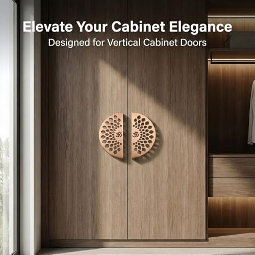Image of Om Design Cabinet Handle /5 Inch Door Handles for Wardrobe /Door Handle /Stainless Steel (PVD Rose Gold) Set of 1-| 3 Years Warranty |
