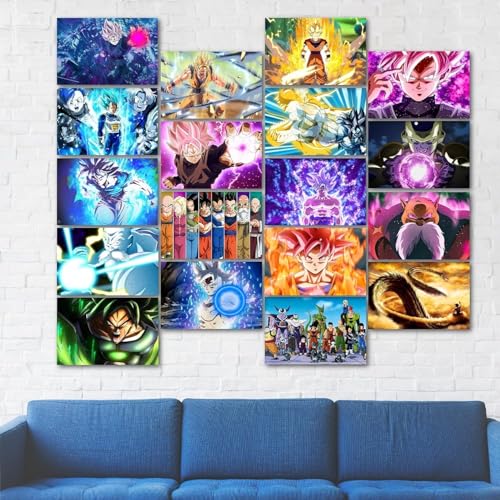 Image of ATEVON Dragon Ball Anime Poster Set - 18PCS Unframed Wall Collage Kit (6x4 inch) Featuring Goku, Vegeta, Gohan, and More - Manga-Inspired Decor for Bedroom, Dorm, and Anime Wall Aesthetic