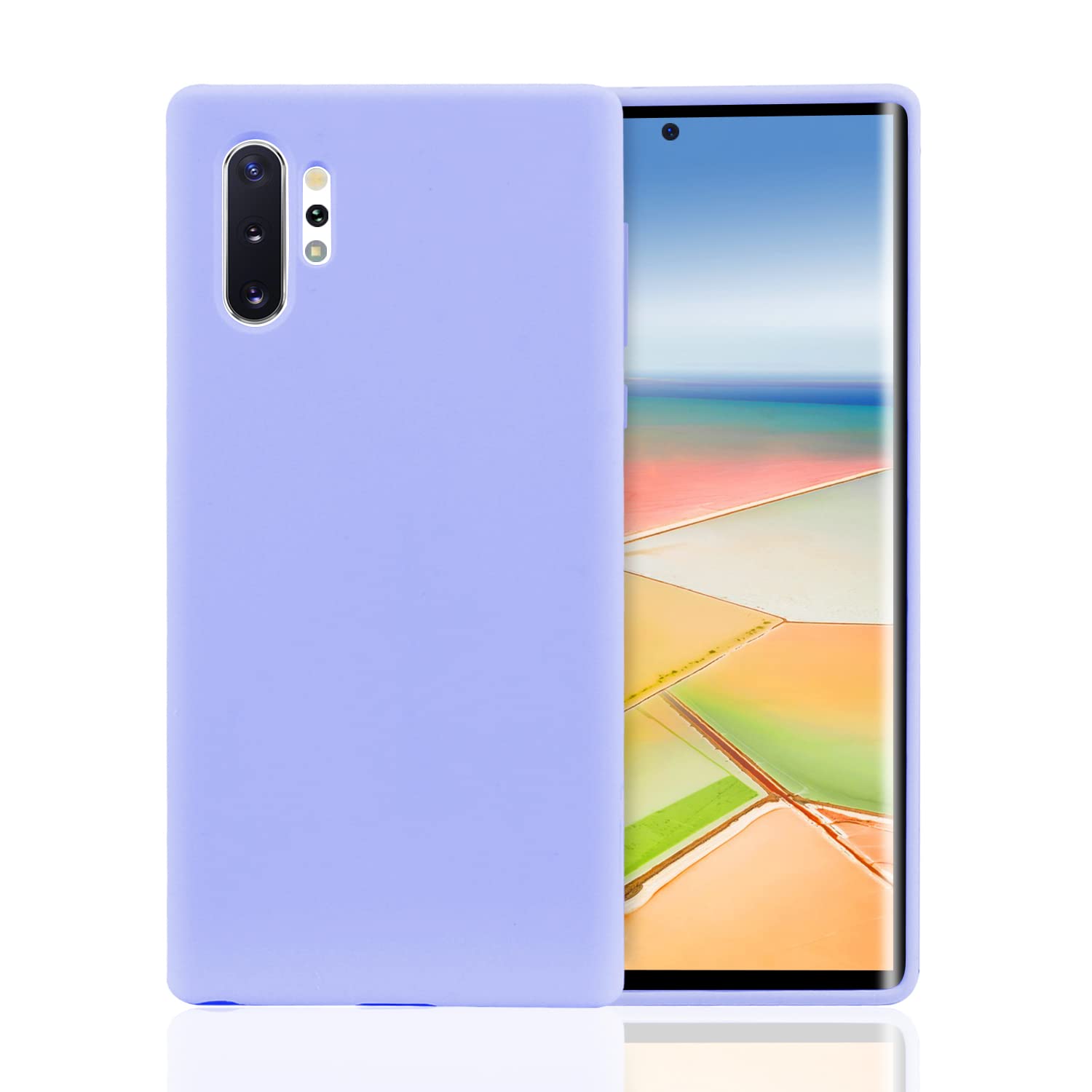 SYMOCASilicone Case Compatible with Galaxy Note 10 Plus Case 6.8 inches, Microfiber Cloth Lining Full Body Gel Rubber Cover (Light Purple)