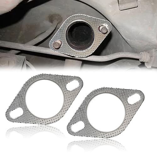 Image of 2 PCS Car Exhaust Gasket, Standard Exhaust Manifold Gasket, Ultra Seal 2-Bolt 2.5 Inch Exhaust Flange Gasket High Temperature, Car Accessories Made of High Temp Gasket Material OEM#120-06310-0002