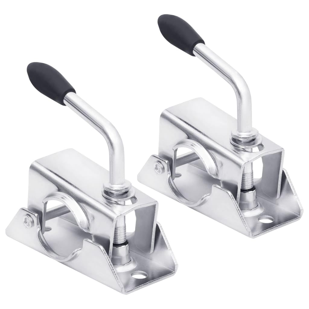 Klemmen für Stützrad aus verzinktem Stahl 2 Stück 13,5x6,5x14 cm mit Gummigriff für 48 mm Rohrdurchmesser passend für Anhänger Trailer Pkw Autoanhänger zur sicheren Ladungssicherung und