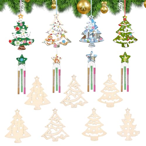 Bricolage Creatif Kit Carillon à Vent Animaux Marins En Bois - 10 Pièces Pour Bricolage Enfants Animaux Marins Decoration