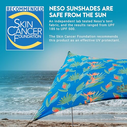 Image of Neso Gigante Portable Beach Tent Sun Shelter - Lightweight Beach Shade Canopy - Easy Setup for Family Outings - Patented Reinforced Corners - UPF 50+ - 8ft Tall, 11 x 11ft - Tropical Floral
