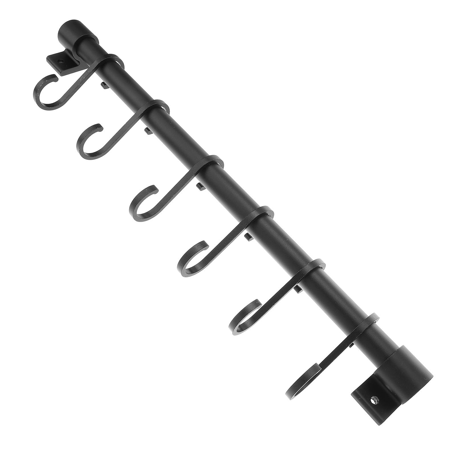 Perchero de pared negro de aluminio para organizar utensilios de cocina en zonas estrechas