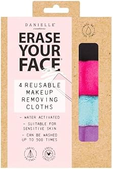 Erase Your Face - Reusable Makeup Removing Cloths ~ Facial Care Set (4 Pk Cloths Brights)