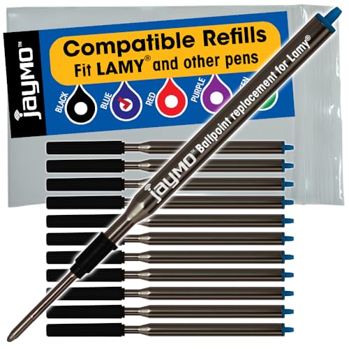 Recharge stylo bille Lamy M16 Jaymo longue durée 106 mm encre bleue anti-bavure - Pack de 12