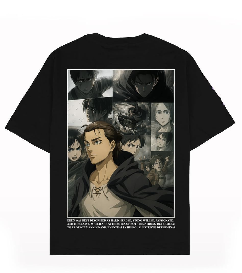 Attack on Titann AOT Oversized T Shirt for Men and Women Premium Heavy Gauge Cotton Drop Shoulder Baggy Streetwear T-Shirt-image-6