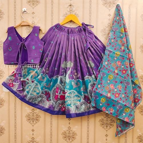 Image of Girls Simar Soft Silk New Traditional Printed Readymade Lehenga Choli -Ethnic Wear Wedding Outfits (Suitable For Girls 2 To 8 Year)