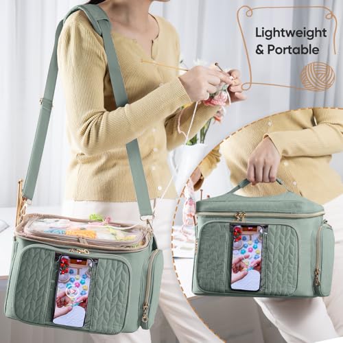 mybagzing crochet bag organizer - yarn bags for crocheting - crochet storage bag with pockets for crochet hooks crochet accessories - yarn organizers - yarn holders for crocheting - knitting bags