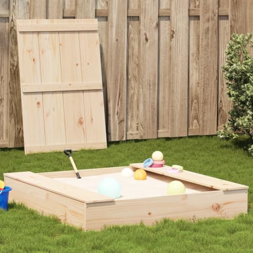 CHARMMA Sandpit Natural Wood Solid Pine Wood Medium Durable Square,Sandboxes-832606