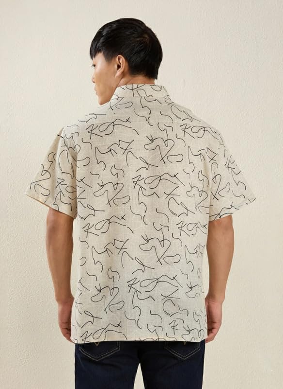 Image of MARK & ALBERT Men's Half Sleeve Linen Slim Fit Shirt