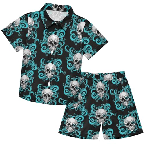 Image of visesunny Boy's 2 Pieces Shirt and Short Set Casual Shirts Short Sleeve Beach Shorts Summer Outfits for 3-10 Years Kids